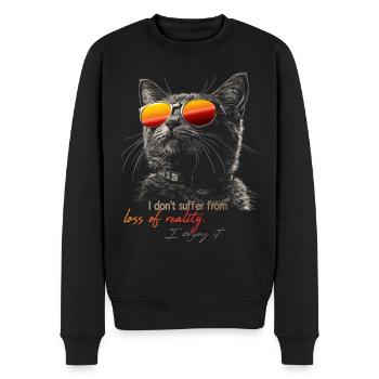 Katze mit style - Männer Premium Bio Pullover - Schwarz - Vorne - Nico (187cm)