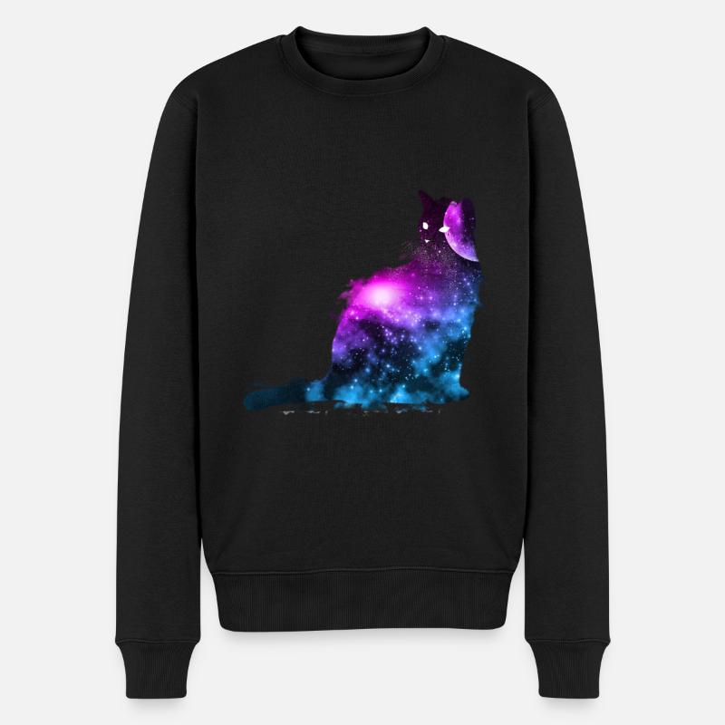 Universe Cat Space Celestial Galaxies Cosmos Gift - Männer Premium Bio Pullover - Schwarz