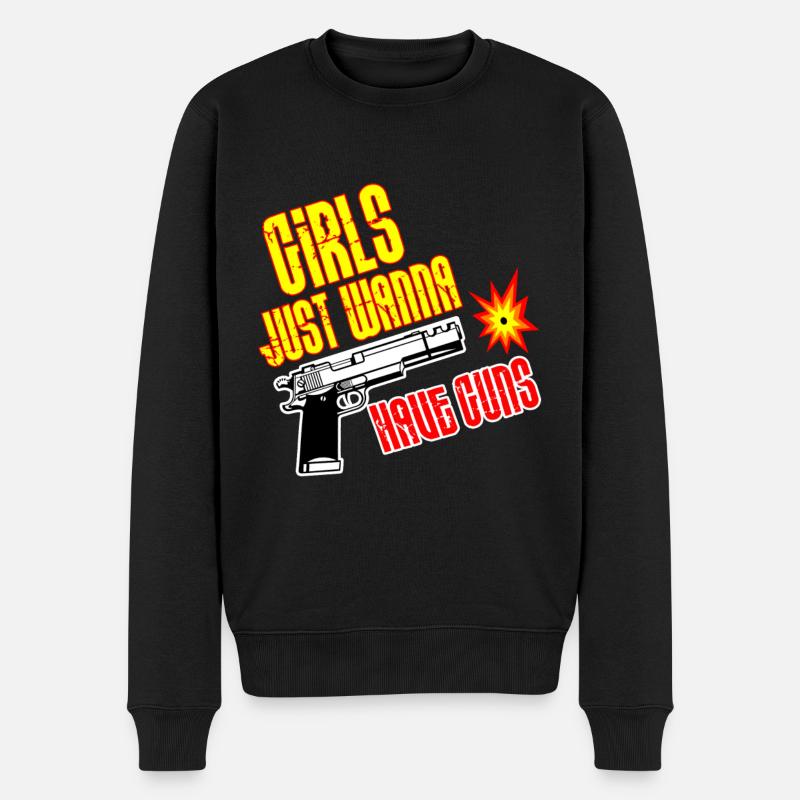 Mädchen-Gewehr-Kugel-Waffen-Kugel-Pistolen-Geschenk - Männer Premium Bio Pullover - Schwarz