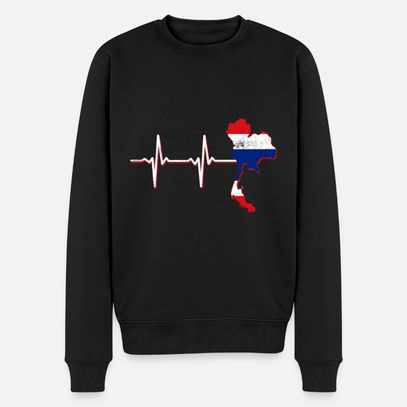 Thailand-Karten-Herzschlag Bangkok Siam Kingdom Gift - Männer Premium Bio Pullover - Schwarz