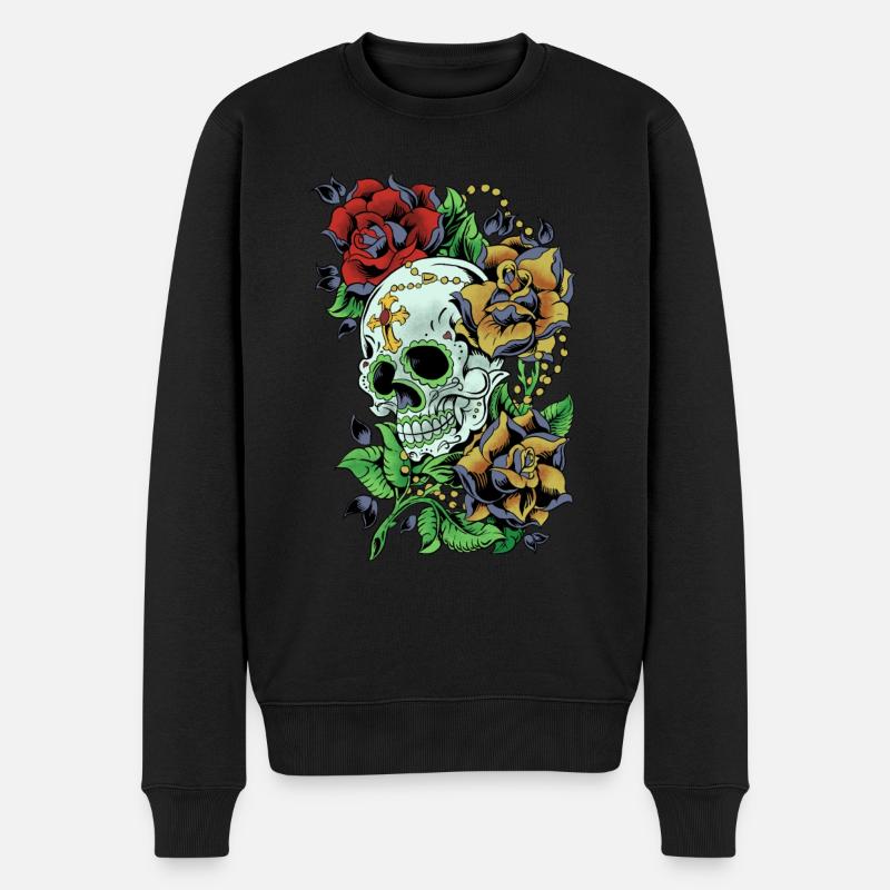 Zucker Schädel Tag der Toten Geschenk - Männer Premium Bio Pullover - Schwarz