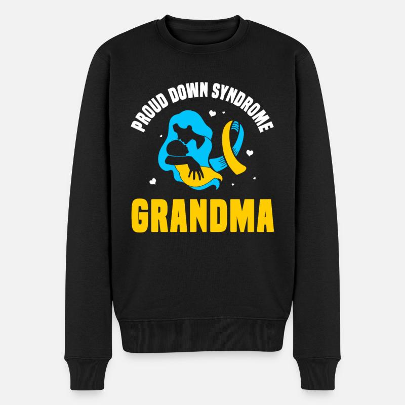 Fier syndrome de Down Grand-mère - Pull Premium bio Homme - noir
