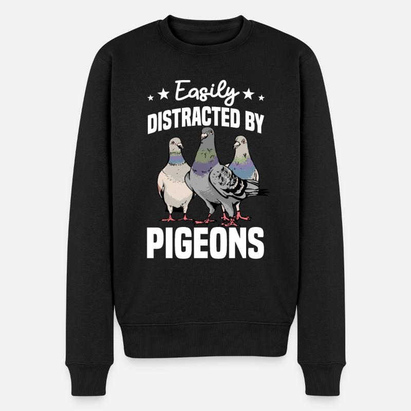 Facilement distrait par les pigeons - Pull Premium bio Homme - noir
