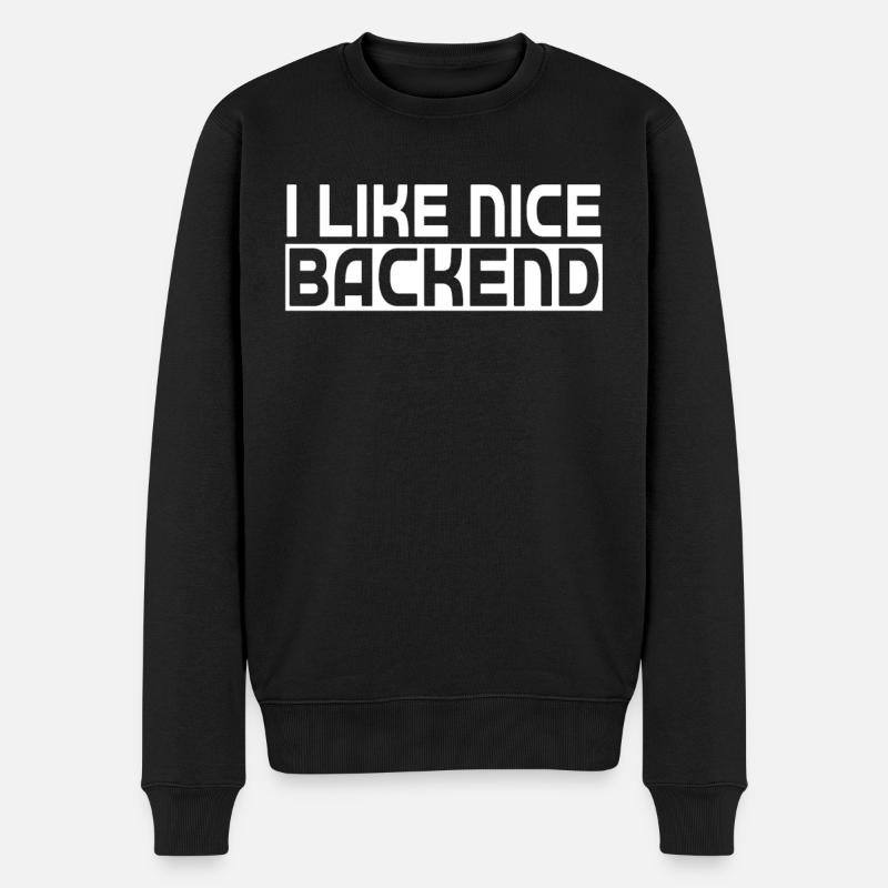 I Like Nice Backend - Männer Premium Bio Pullover - Schwarz
