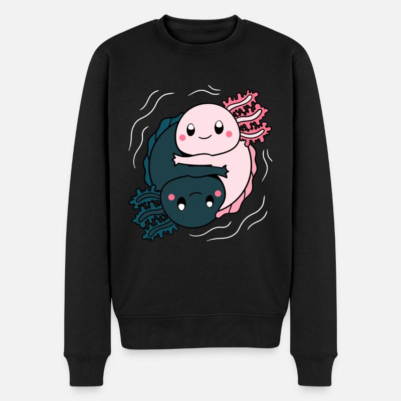 Axolotl Yinyang - Männer Premium Bio Pullover - Schwarz