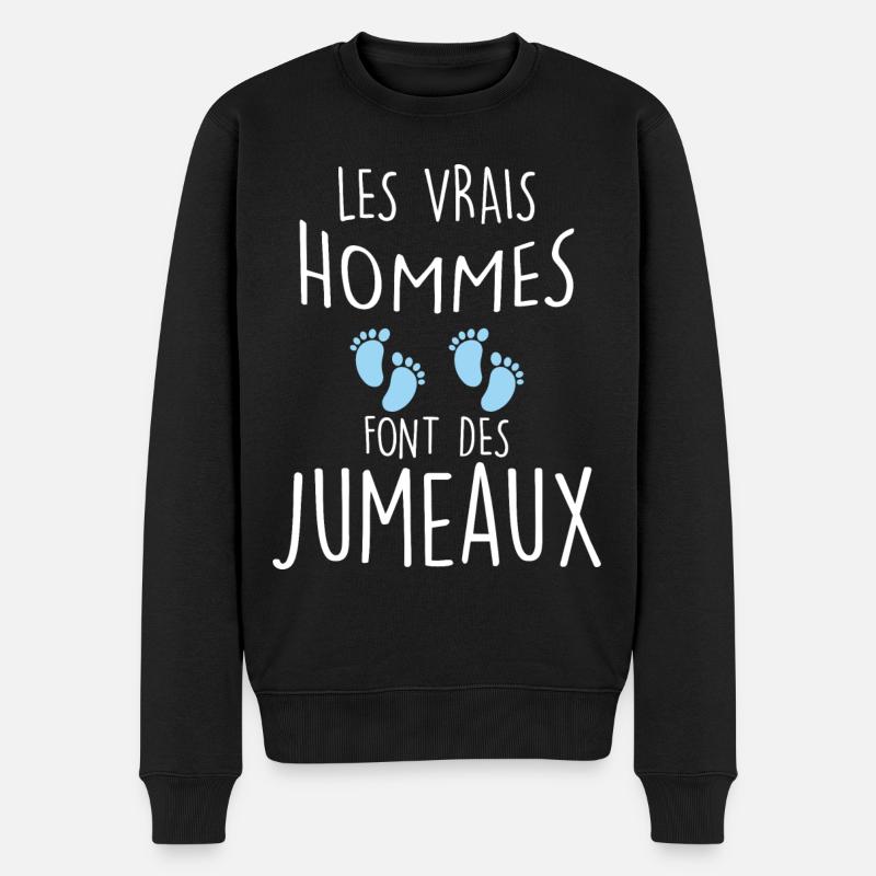 Papa de jumeaux Annonce Naissance Humour - Pull Premium bio Homme - noir