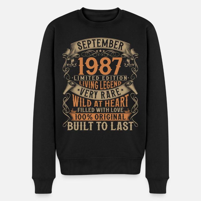 Septembre 1987 Anniversaire de naissance - Pull Premium bio Homme - noir