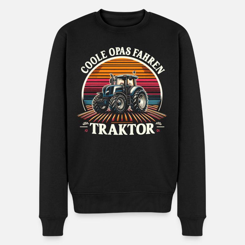 Opa Traktor - Männer Premium Bio Pullover - Schwarz