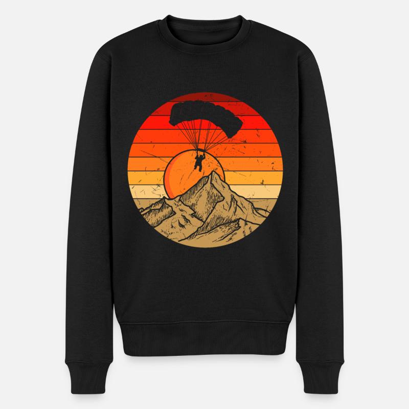 Retro Paragleiter Paragleiten Paragliding Berg - Männer Premium Bio Pullover - Schwarz