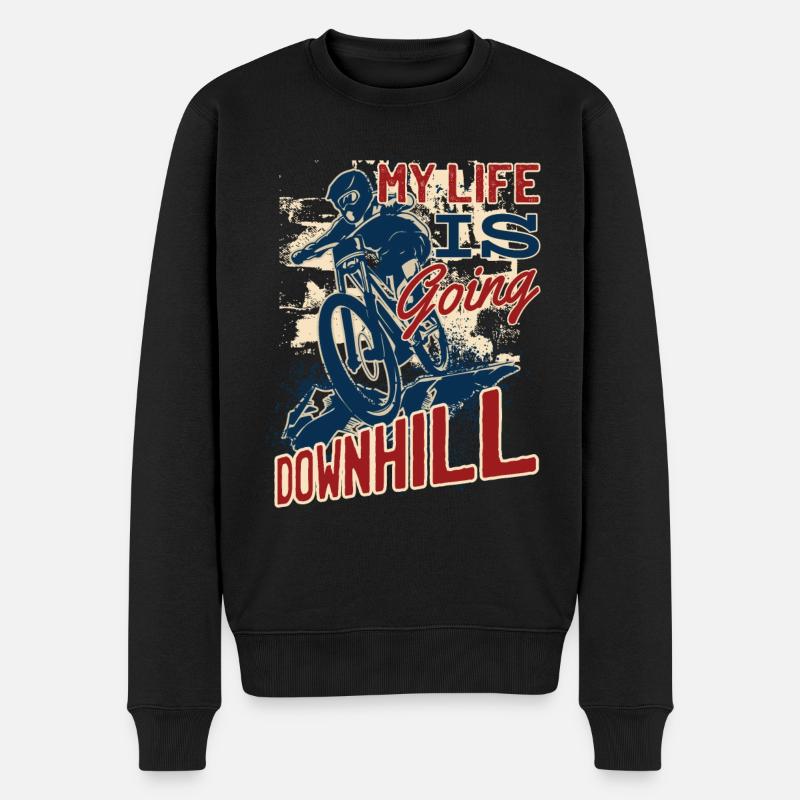 My Life Is Going Downhill Cycling Citation de cycliste - Pull Premium bio Homme - noir