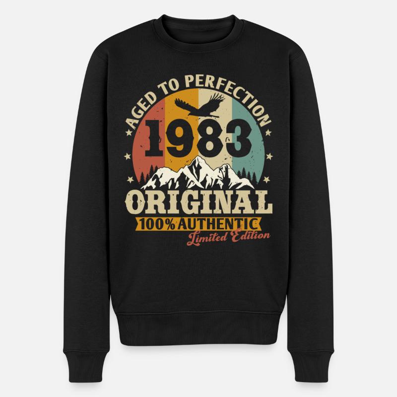 Jahrgang 1983 Vintage Geburtstag Retro Geschenk - Männer Premium Bio Pullover - Schwarz