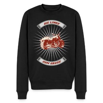Die Linke zum Gruß - Motorrad Shirt - Männer Premium Bio Pullover - Schwarz - Vorne - Nico (187cm)