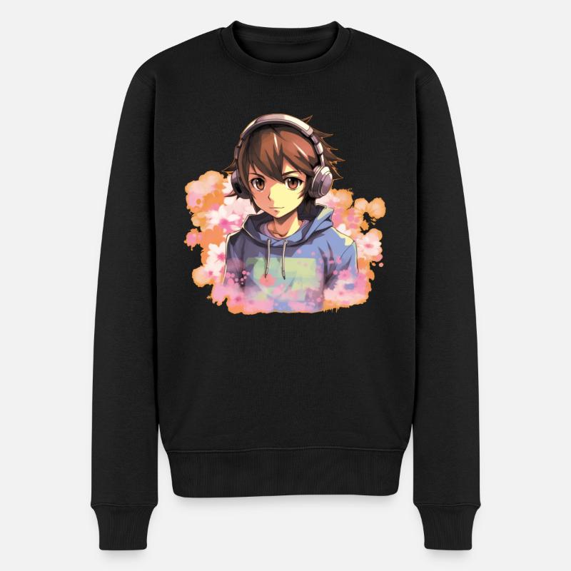 Anime Boy - Männer Premium Bio Pullover - Schwarz