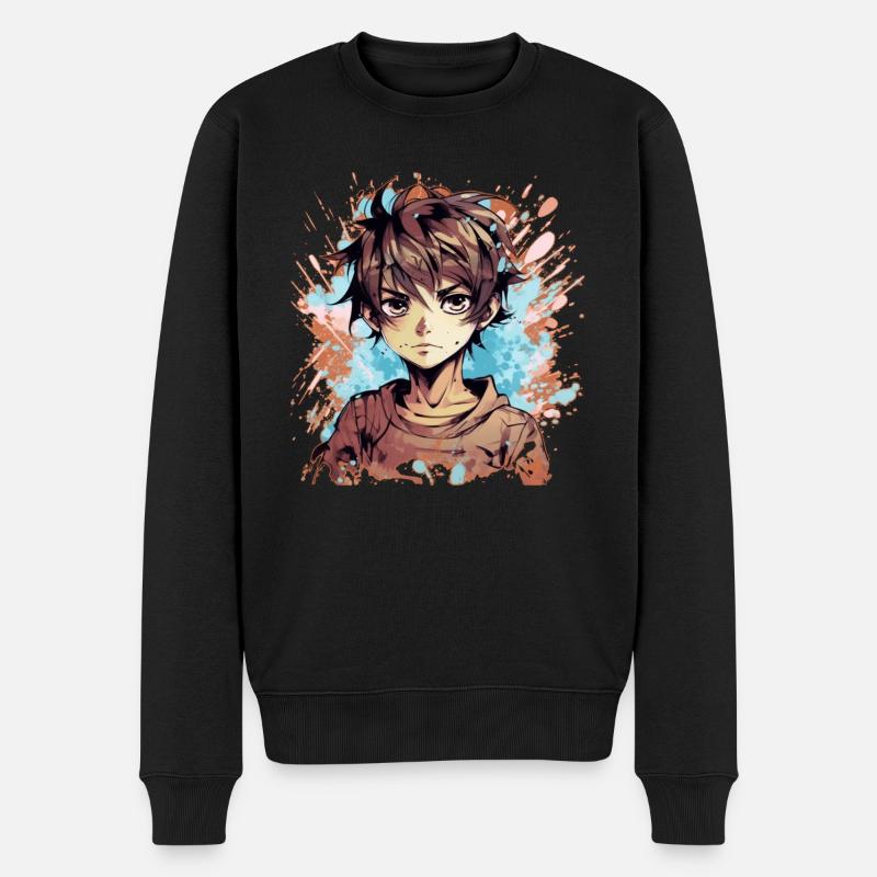 Anime Boy - Männer Premium Bio Pullover - Schwarz