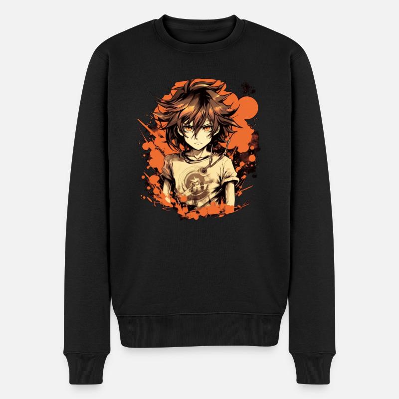 Anime Boy - Männer Premium Bio Pullover - Schwarz