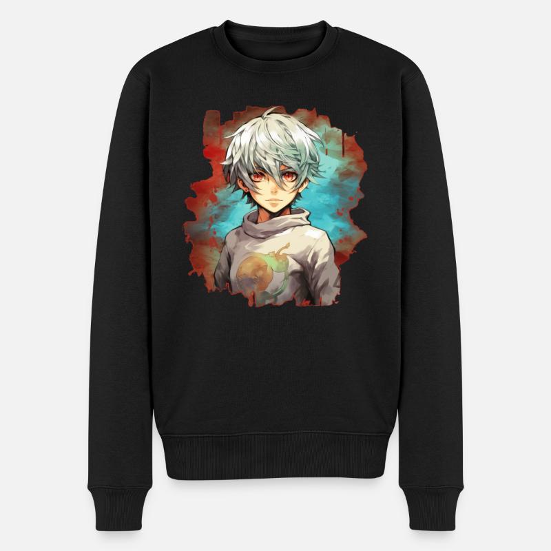 Anime Boy - Männer Premium Bio Pullover - Schwarz
