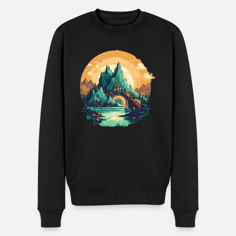 Landschaft - Männer Premium Bio Pullover - Schwarz