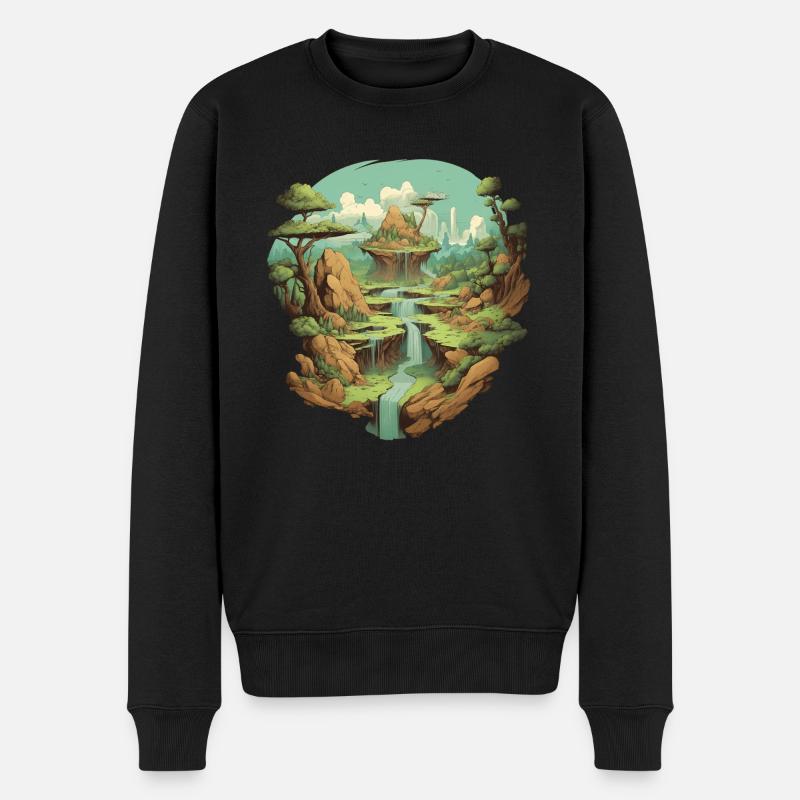 Landschaft - Männer Premium Bio Pullover - Schwarz