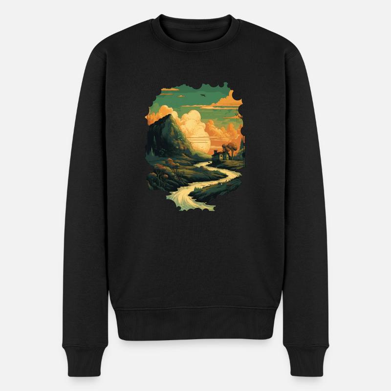 Landschaft - Männer Premium Bio Pullover - Schwarz