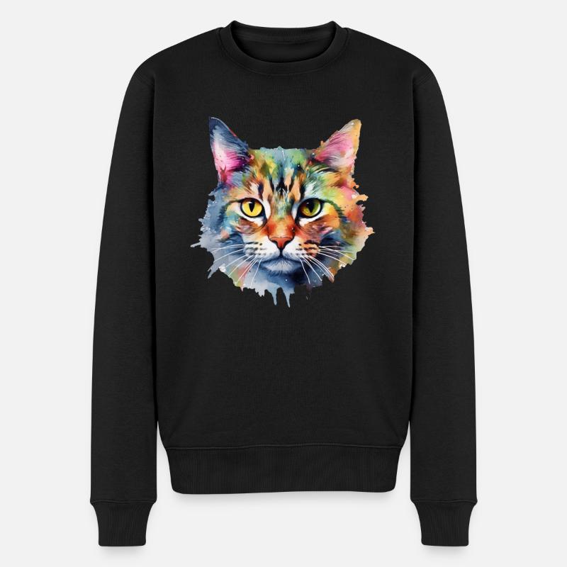 Katze - Männer Premium Bio Pullover - Schwarz