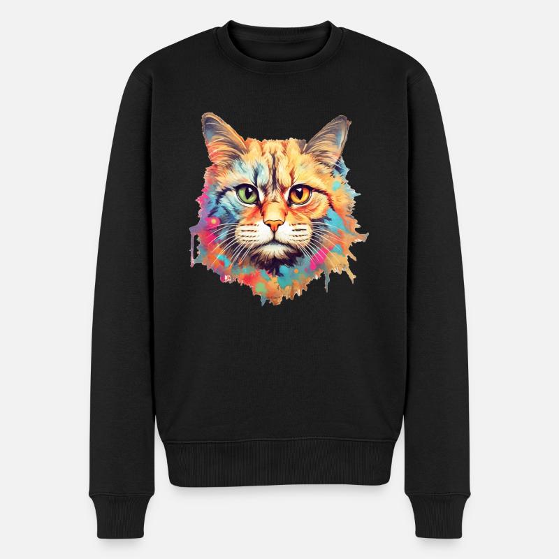 Katze - Männer Premium Bio Pullover - Schwarz