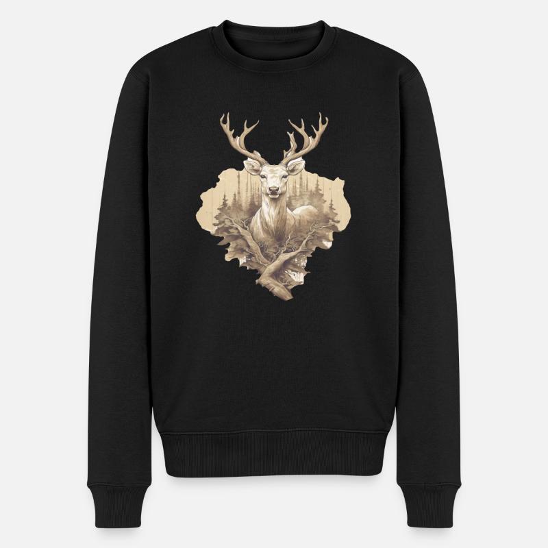 Cerf - Pull Premium bio Homme - noir