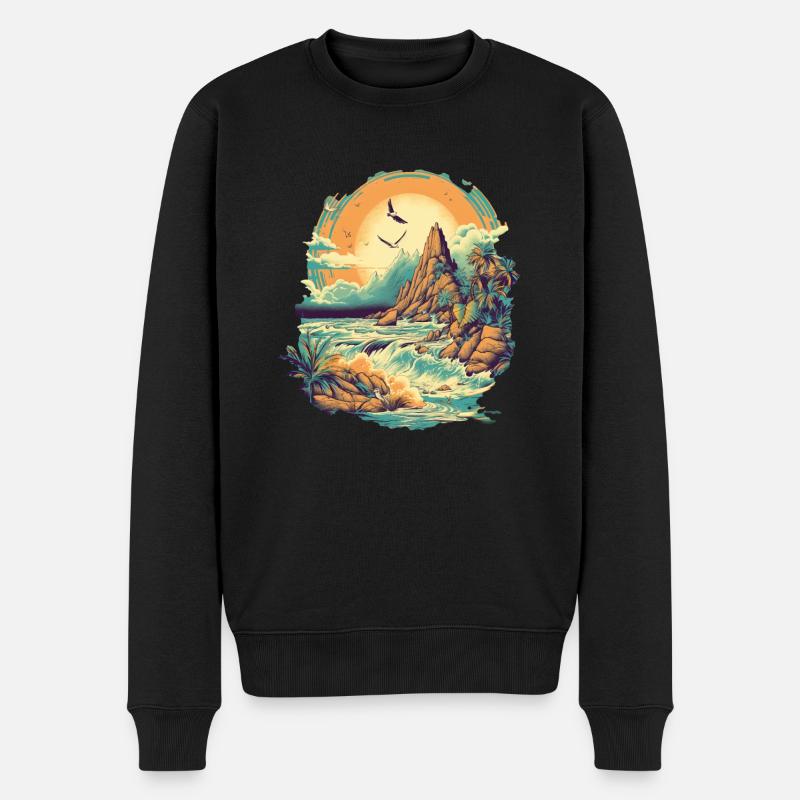 Strand - Männer Premium Bio Pullover - Schwarz