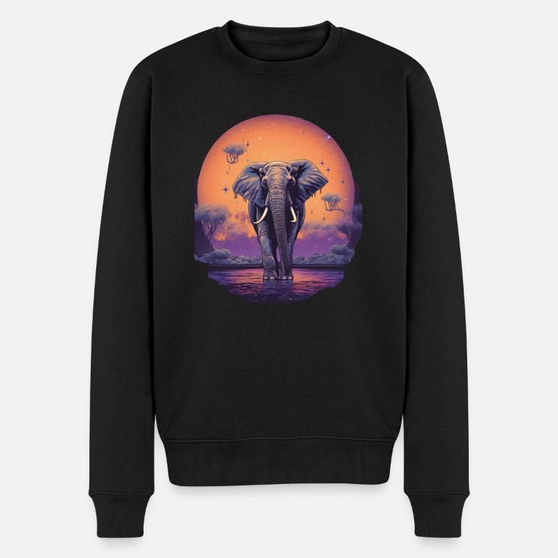Elefant - Männer Premium Bio Pullover - Schwarz