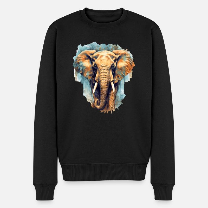 Elefant - Männer Premium Bio Pullover - Schwarz