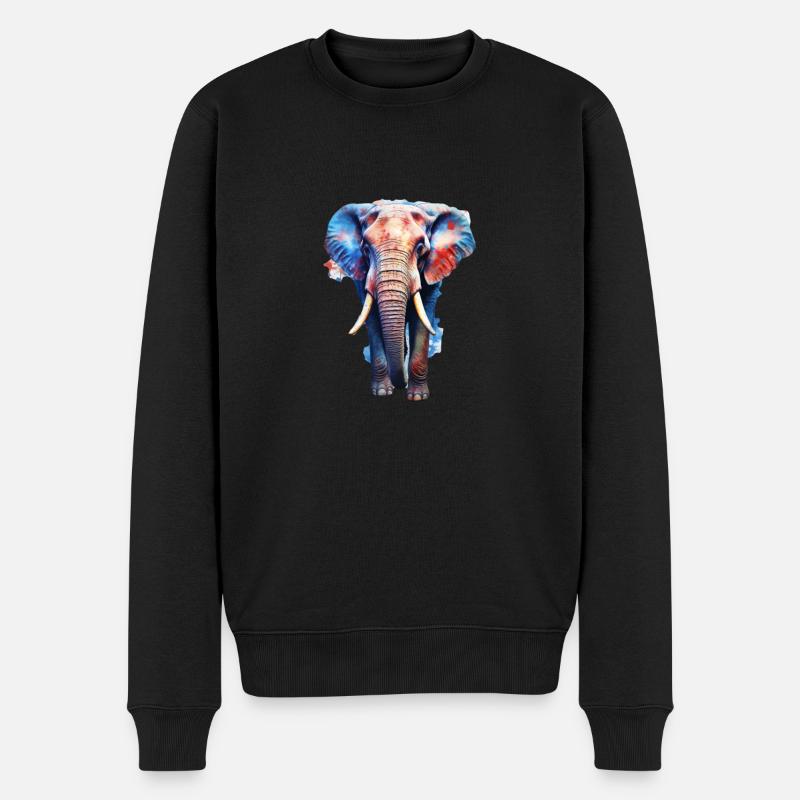 Elefant - Männer Premium Bio Pullover - Schwarz
