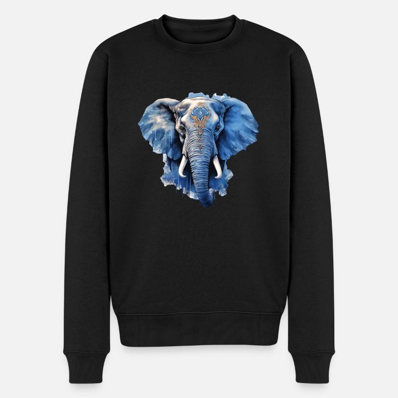 Elefant - Männer Premium Bio Pullover - Schwarz