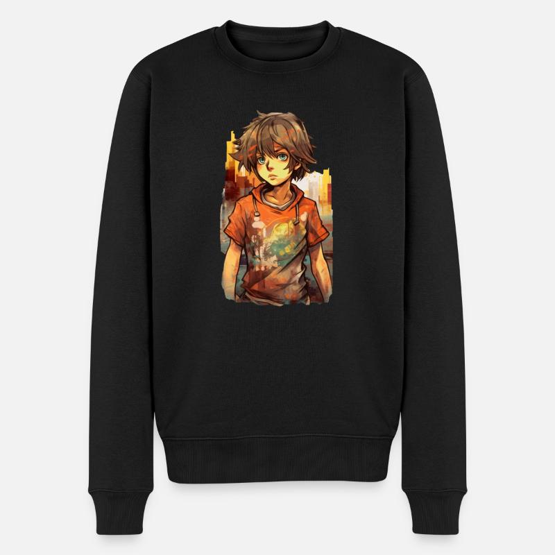 Anime Boy - Männer Premium Bio Pullover - Schwarz