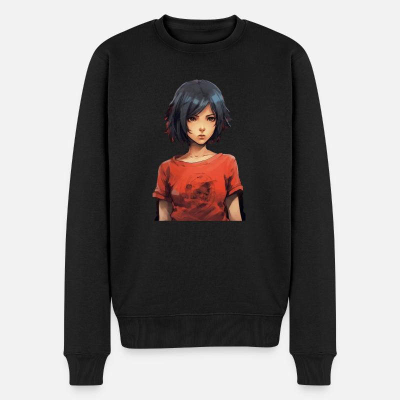 Anime Girl - Männer Premium Bio Pullover - Schwarz