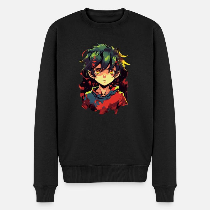 Anime Boy - Männer Premium Bio Pullover - Schwarz
