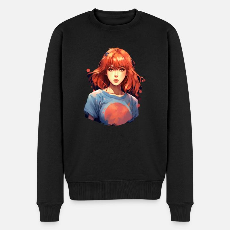Anime Girl - Männer Premium Bio Pullover - Schwarz