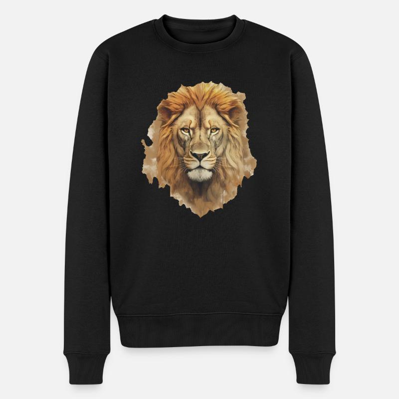 Löwe - Männer Premium Bio Pullover - Schwarz