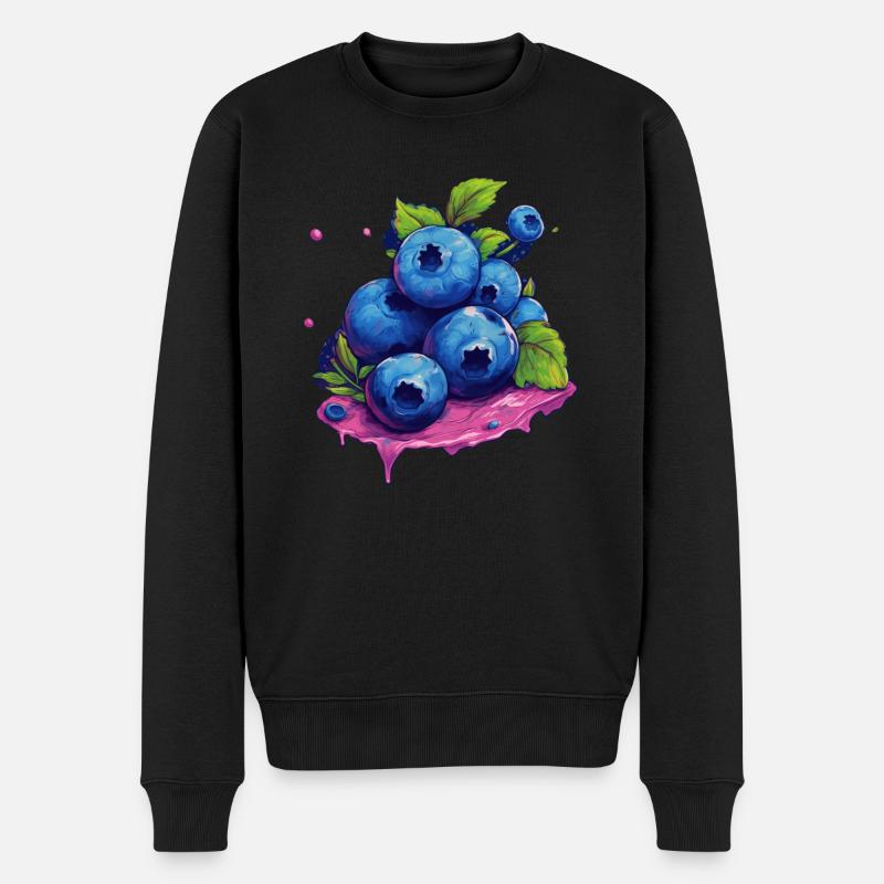 Blaubeere - Männer Premium Bio Pullover - Schwarz