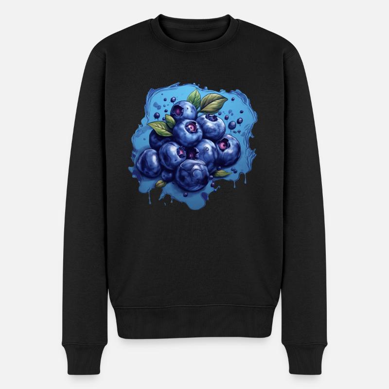 Blaubeere - Männer Premium Bio Pullover - Schwarz