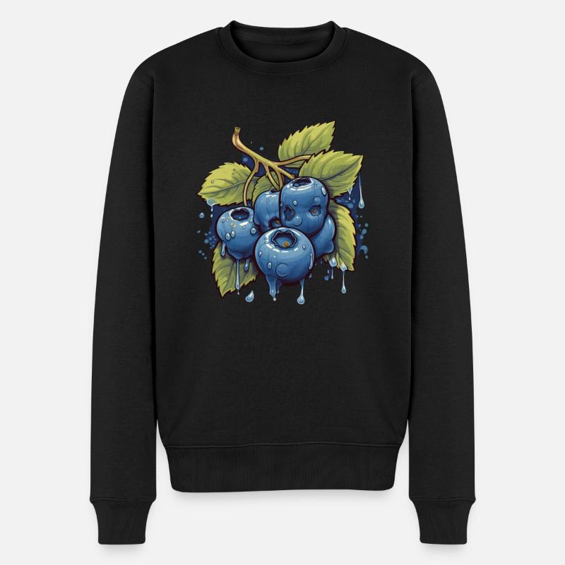 Blaubeere - Männer Premium Bio Pullover - Schwarz