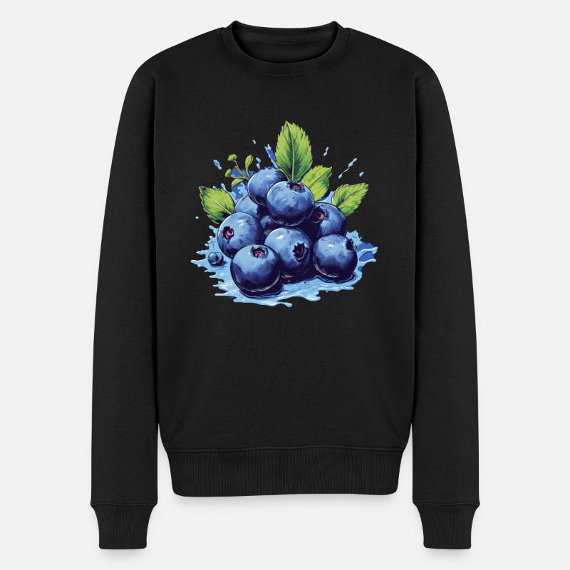 Blaubeere - Männer Premium Bio Pullover - Schwarz