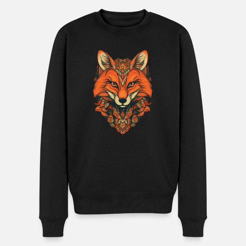 Fuchs - Männer Premium Bio Pullover - Schwarz