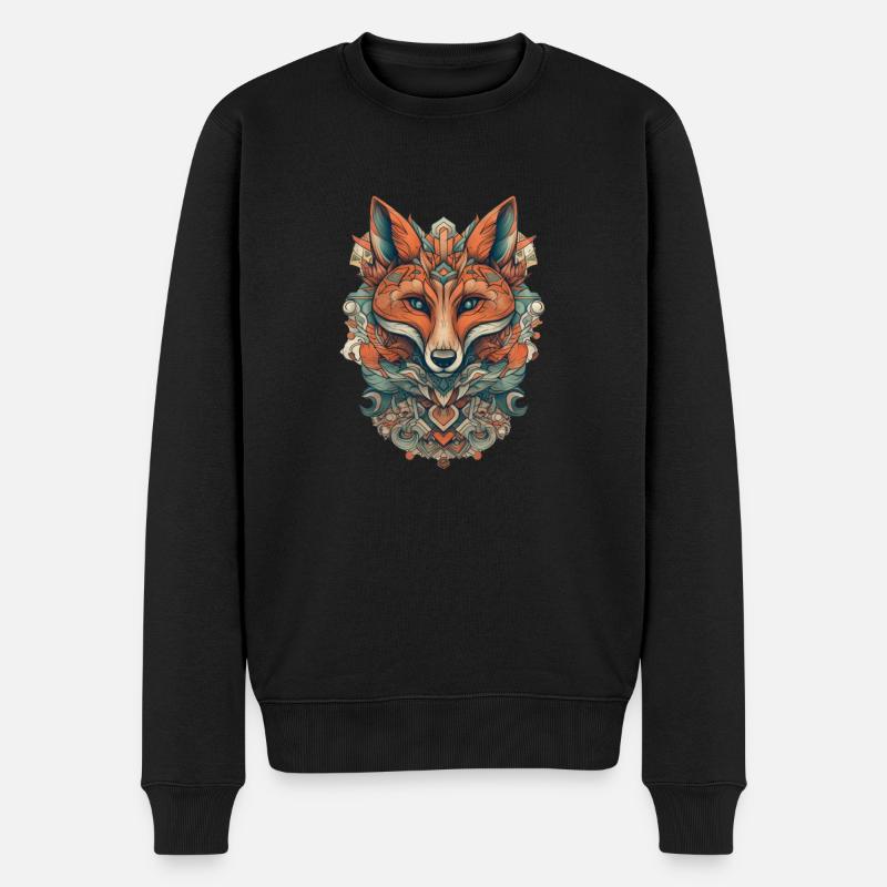 Fuchs - Männer Premium Bio Pullover - Schwarz