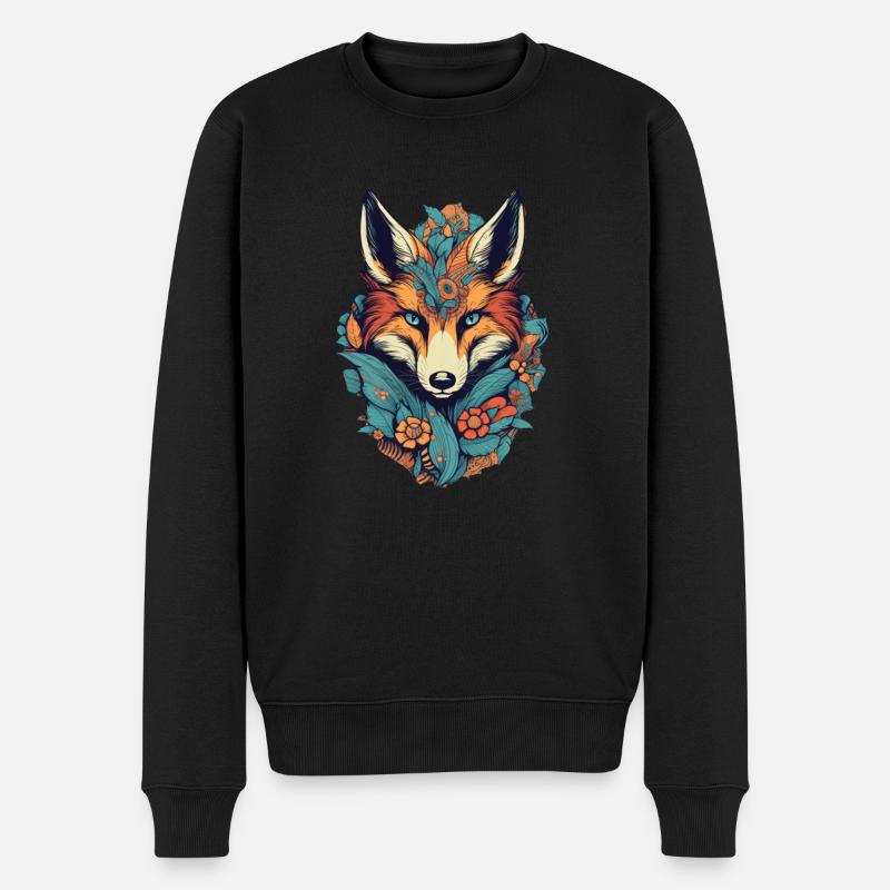 Fuchs - Männer Premium Bio Pullover - Schwarz