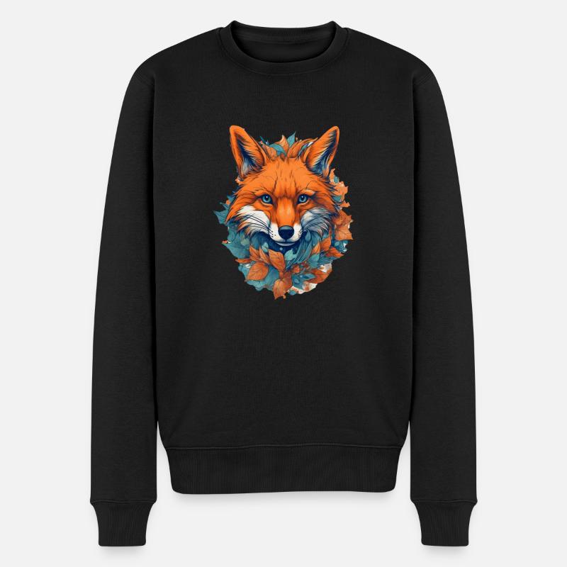Fuchs - Männer Premium Bio Pullover - Schwarz