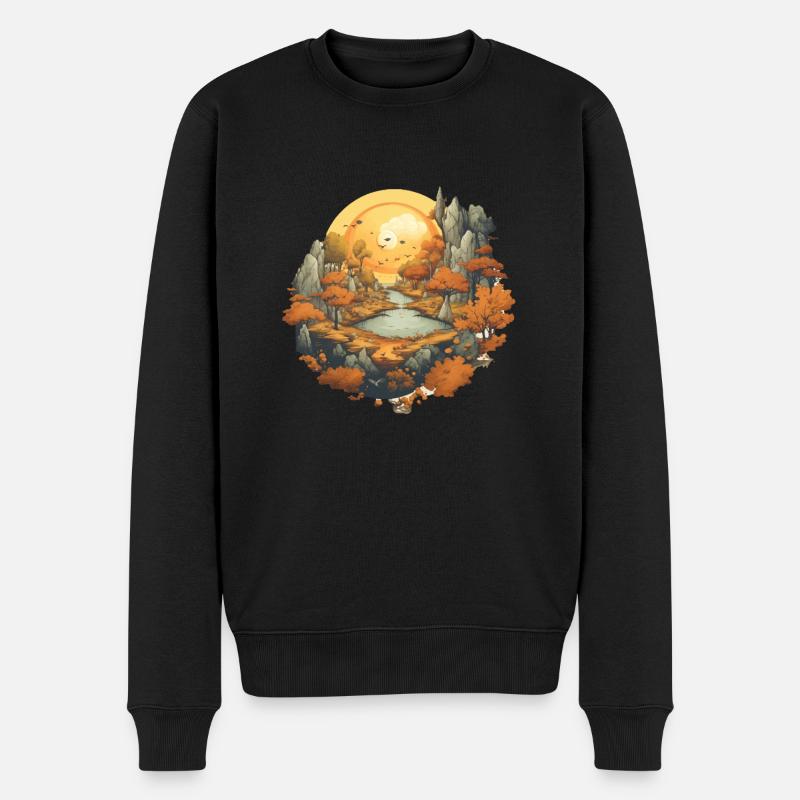 Herbstliche Landschaft - Männer Premium Bio Pullover - Schwarz