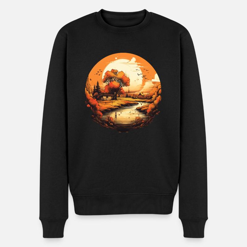 Herbstliche Landschaft - Männer Premium Bio Pullover - Schwarz