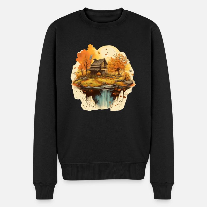 Herbstliche Landschaft - Männer Premium Bio Pullover - Schwarz
