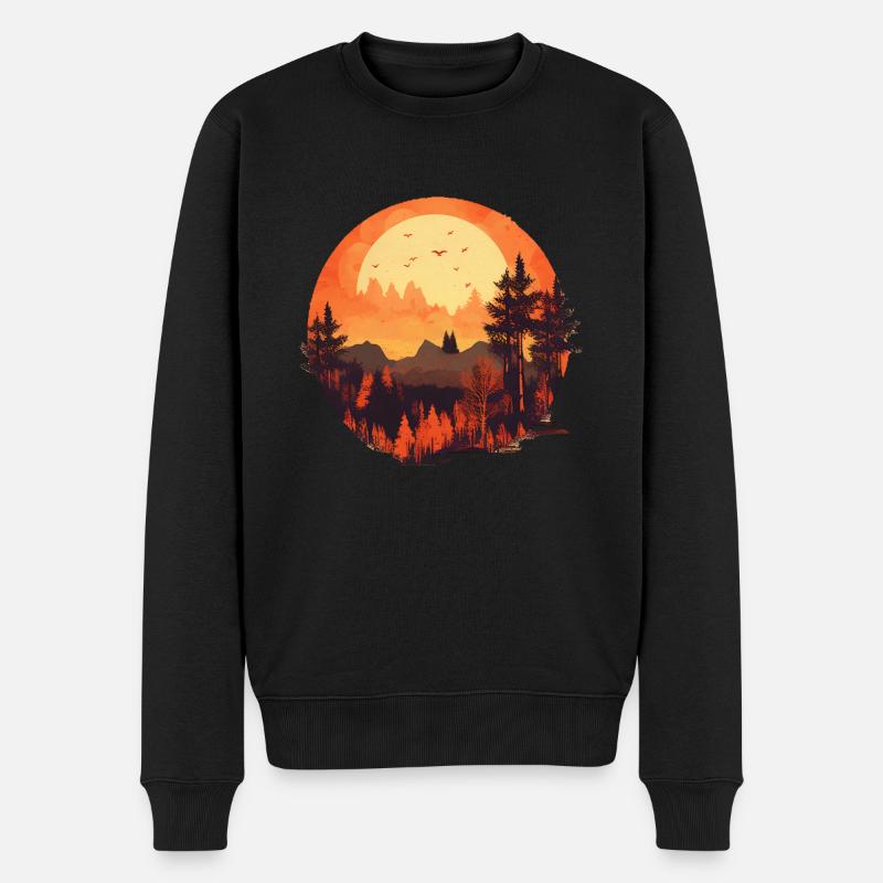 Herbstliche Landschaft - Männer Premium Bio Pullover - Schwarz