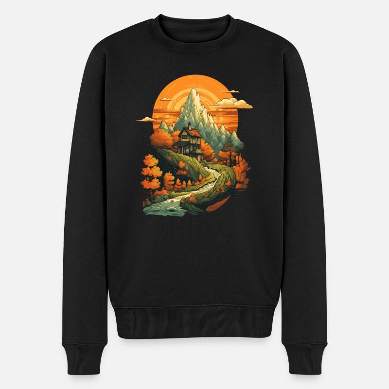 Herbstliche Landschaft - Männer Premium Bio Pullover - Schwarz