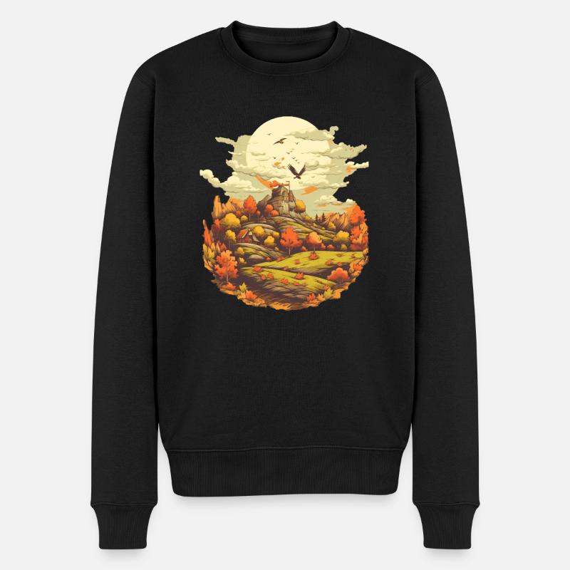 Herbstliche Landschaft - Männer Premium Bio Pullover - Schwarz